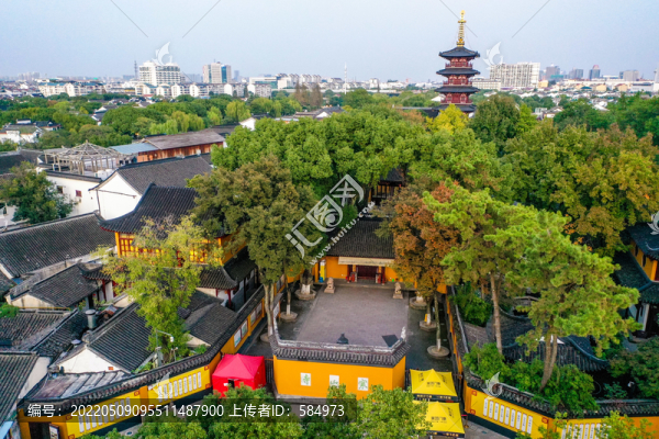 航拍蘇州寒山寺