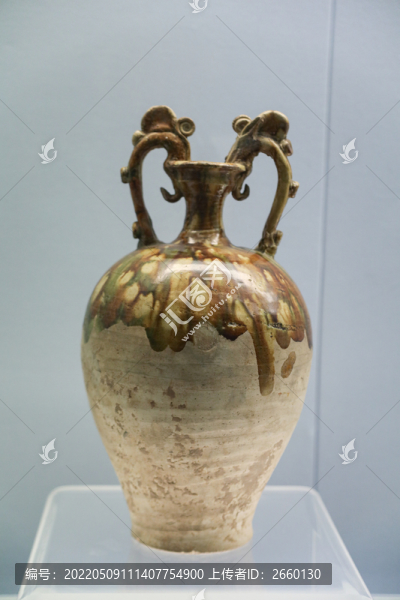 彩色釉陶雙龍尊