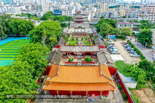 航拍海南三亞崖州古城崖城學(xué)宮