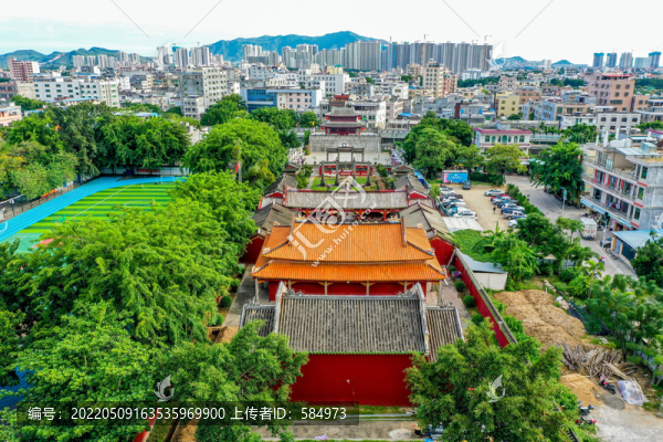航拍海南三亞崖州古城崖城學(xué)宮