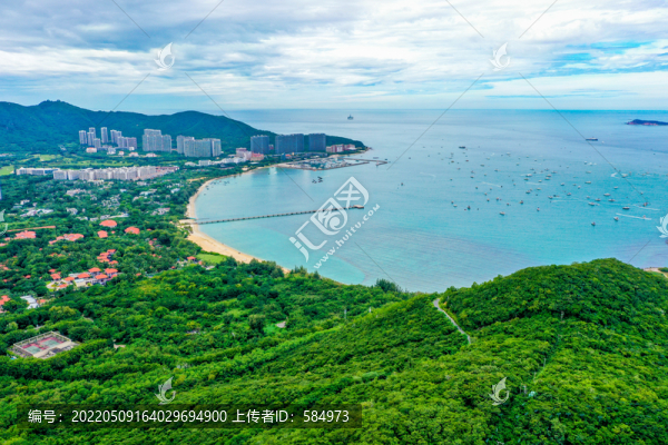 航拍三亞鹿回頭半島鹿回頭嶺