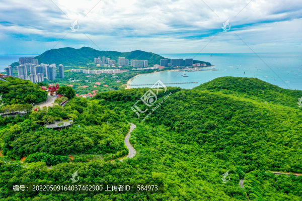 航拍三亞鹿回頭半島鹿回頭嶺