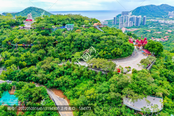 航拍海南三亞鹿回頭風(fēng)景區(qū)