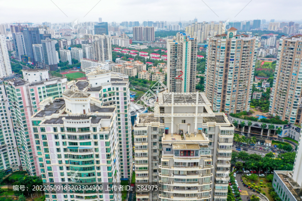 航拍海南海口龍華區(qū)住宅建筑群