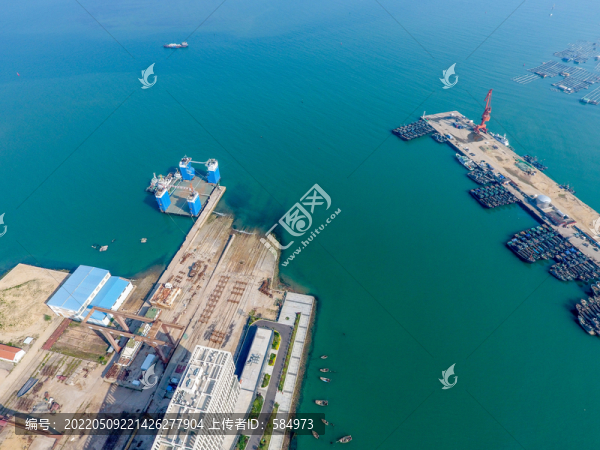 航拍青島西海岸新區(qū)沿海風光