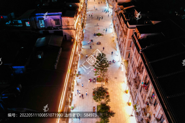 航拍福建廈門中山路步行街夜景