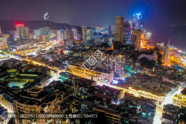 航拍福建廈門中山路步行街夜景