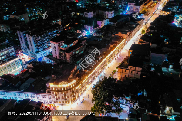 航拍福建廈門中山路步行街夜景