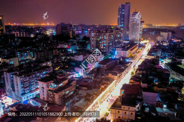 航拍福建廈門中山路步行街夜景