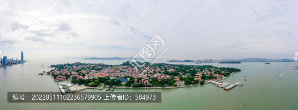 航拍福建廈門鼓浪嶼全景圖