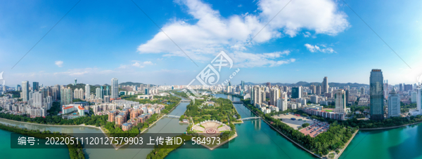 航拍福建廈門筼筜湖白鷺洲公園