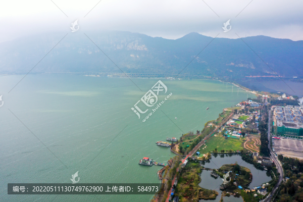 航拍云南昆明滇池昆明海埂公園