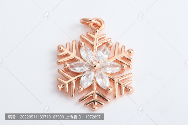 玫瑰金雪花鑲鉆吊墜