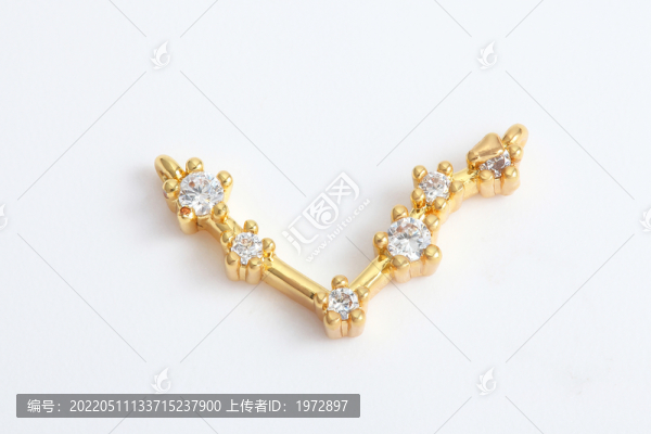 黃金鑲鉆六星星座吊墜