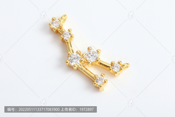 黃金鑲鉆六星星座吊墜h型