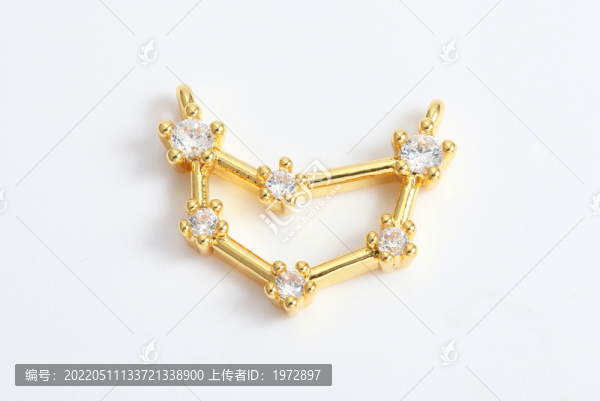 黃金六星星座鑲鉆吊墜