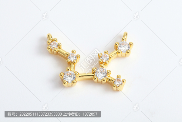 黃金星星座鑲鉆吊墜