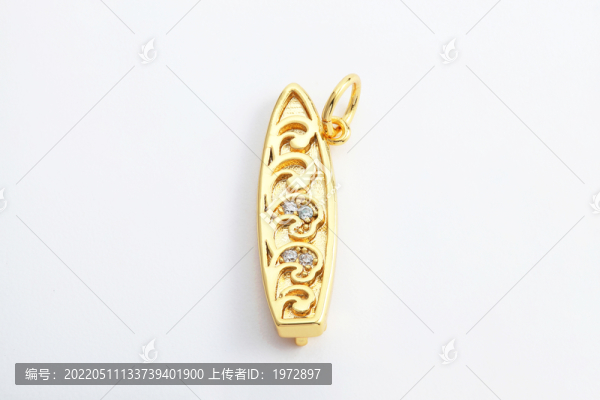 黃金海船鑲鉆吊墜