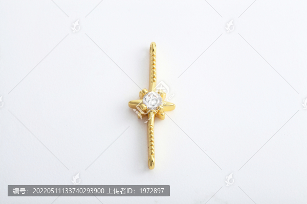 黃金八角星鑲鉆吊墜
