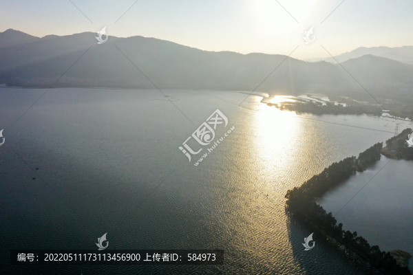 航拍云南昆明滇池草海
