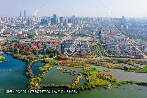 航拍云南昆明大觀公園滇池草海
