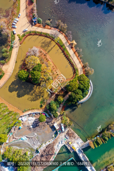 航拍云南昆明大觀公園滇池草海