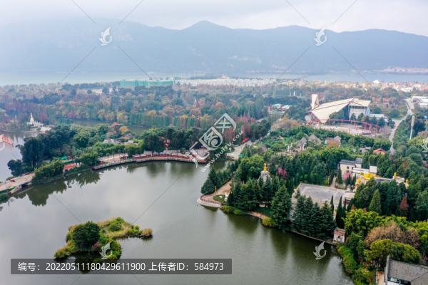 航拍昆明云南民族村