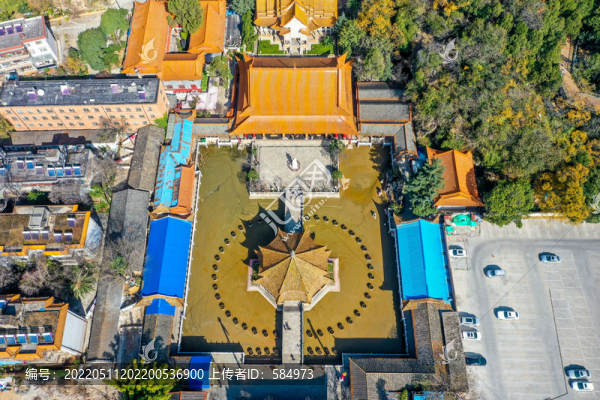 航拍云南昆明圓通禪寺