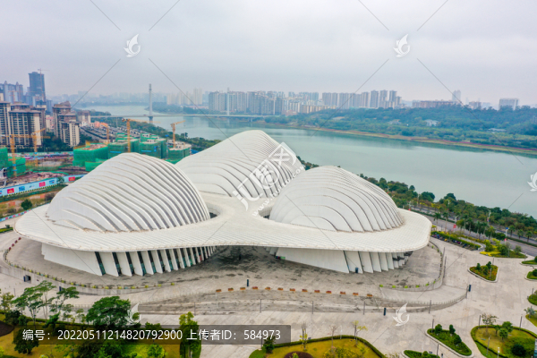 航拍廣西文化藝術(shù)中心建筑外景