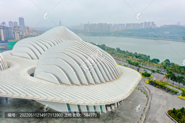 航拍廣西文化藝術(shù)中心建筑外景