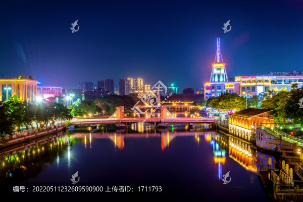 中國廣東中山岐江夜景風(fēng)光