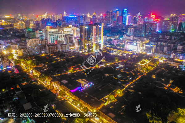 航拍福州三坊七巷歷史街區(qū)夜景