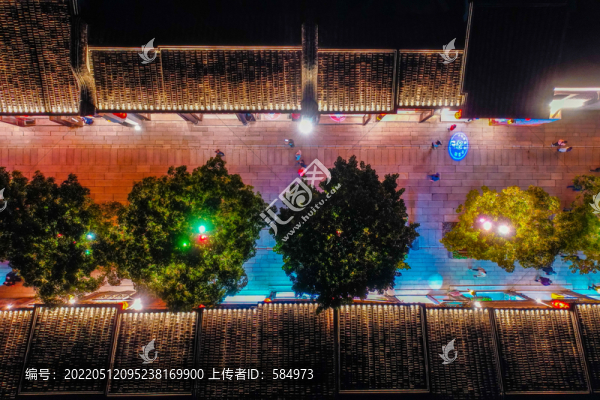航拍福州三坊七巷歷史街區(qū)夜景