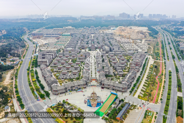 航拍福建福州平潭海壇古城