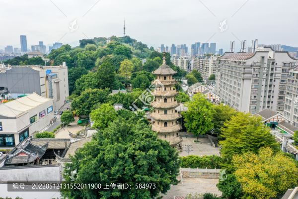 航拍福州烏山烏塔公園石塔寺