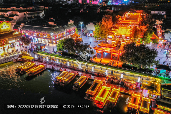 航拍南京夫子廟秦淮風(fēng)光帶夜景
