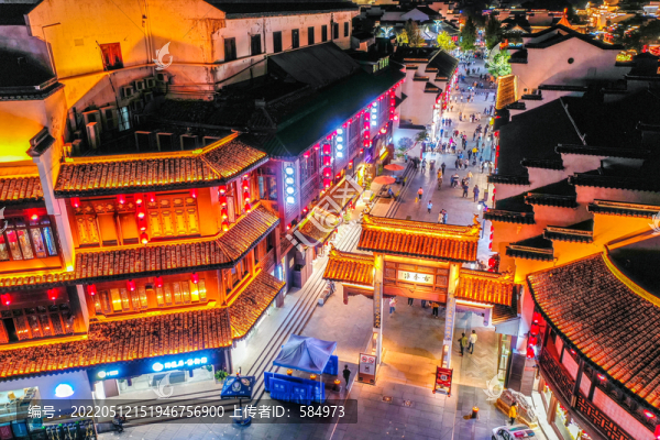 航拍南京夫子廟秦淮風(fēng)光帶夜景