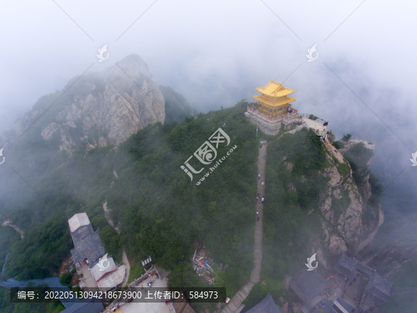 航拍河南欒川老君山金頂建筑群