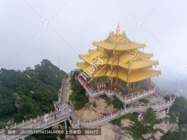 航拍河南欒川老君山金頂建筑群