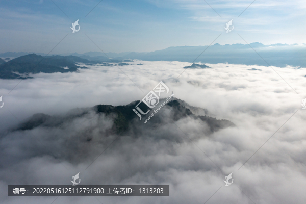 航拍湖南湘西山間云海素材