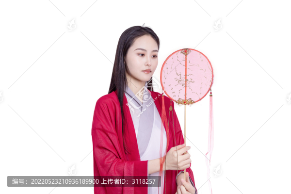 古裝美女拿著扇子
