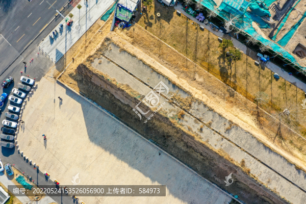 航拍鄭州商代遺址城垣土城墻