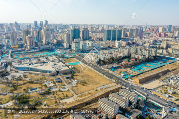 航拍河南鄭州商都遺址博物院