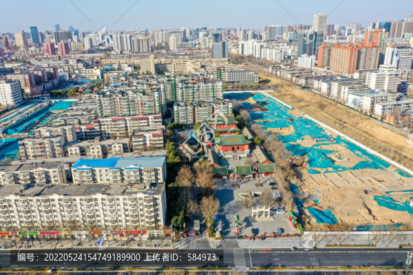 航拍鄭州文廟周邊考古發(fā)掘現(xiàn)場