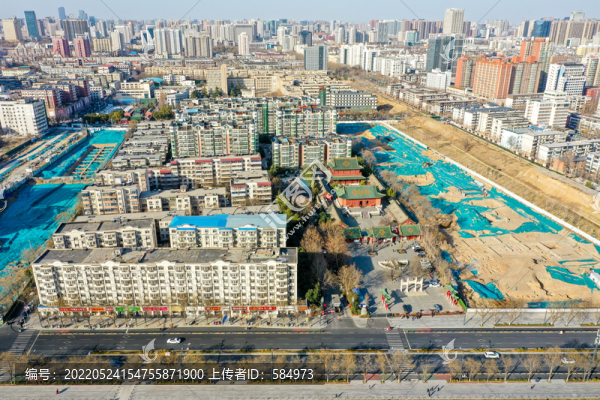 航拍鄭州文廟周邊考古發(fā)掘現(xiàn)場