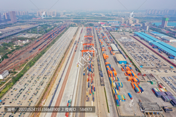 航拍鄭州國際陸港鄭州鐵路口岸