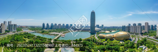 航拍河南鄭州鄭東新區(qū)CBD
