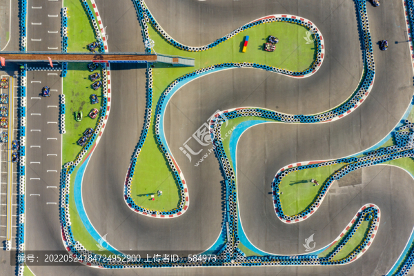 航拍鄭州卡丁車公園卡丁車賽道
