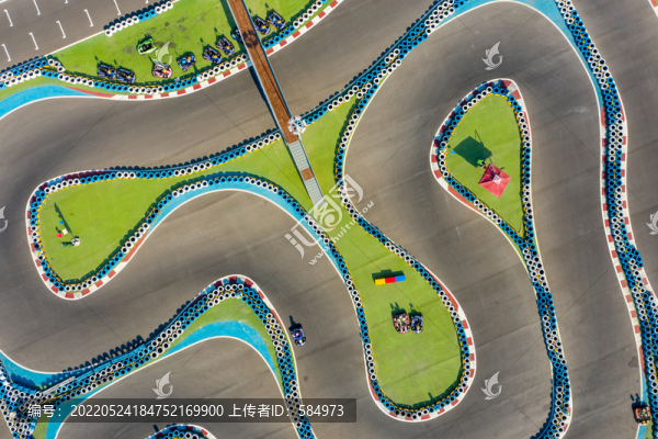 航拍鄭州卡丁車公園卡丁車賽道