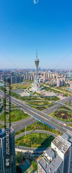 航拍鄭州中原福塔河南廣電塔